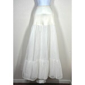 Vintage Sears Petticoat Slip Skirt Long Full White Tulle Large
